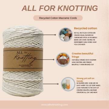 All for Knotting Recycled Single Strand Macrame Cord (Cafe Au Lait, 5mm)