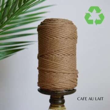 All for Knotting Recycled Single Strand Macrame Cord (Cafe Au Lait, 5mm)