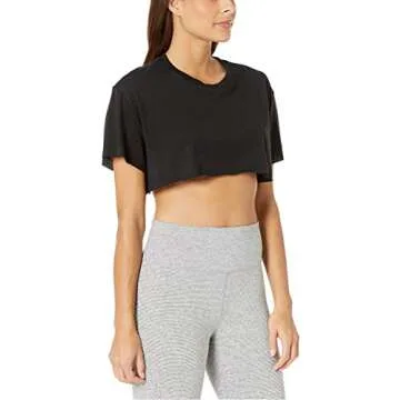 Bestisun Cropped Workout Tops for Women Sexy Yoga Short Sleeve Crop Tops Exercise Running Shirts Gym Wear Sports Yoga T-Shirts for Women Black S