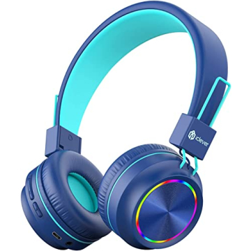 iClever BTH03 Kids Bluetooth Headphones - Safe, Colorful LED, 35H Playtime