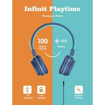 iClever Kids Bluetooth Headphones Safe Volume LED Lights