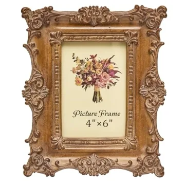 JANDERART Vintage Picture Frame 4x6 Inch, Ornate Antique Design