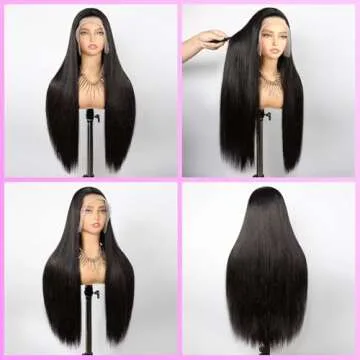 CATWO Straight Full Lace Frontal Wigs Human Hair 13x6 Pre Bleached Wig with Tiny Knots 13x6 HD Transparent Lace Front Wigs Pre Plucked Natural Hairline 210% Density Straight Hair Wigs for Black Women
