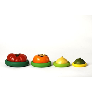 Farberware Food Huggers Reusable Silicone Food Savers, Set of 4, Fresh Greens