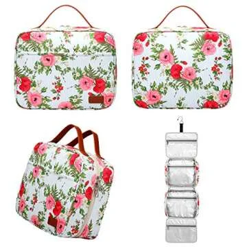 Bosidu Hanging Travel Toiletry Bag,Large Capacity Cosmetic Travel Toiletry Organizer for Women with 4 Compartments & 1 Sturdy Hook,Perfect for Travel/Daily Use/Christmas