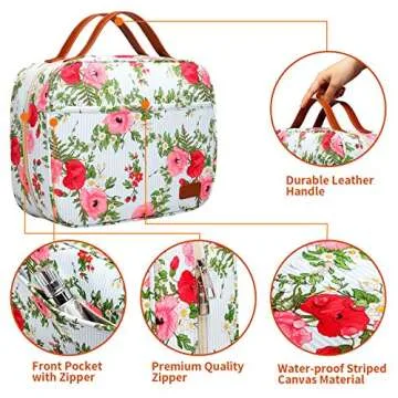 Bosidu Hanging Travel Toiletry Bag,Large Capacity Cosmetic Travel Toiletry Organizer for Women with 4 Compartments & 1 Sturdy Hook,Perfect for Travel/Daily Use/Christmas