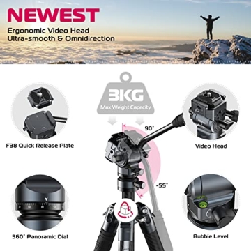 ULANZI F38 Video Travel Tripod 61.4" Lightweight Carbon Fiber