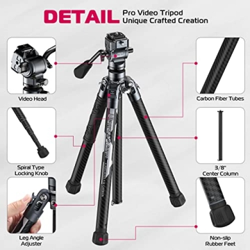 ULANZI F38 Video Travel Tripod 61.4" Lightweight Carbon Fiber