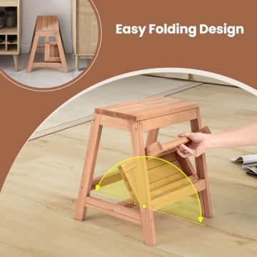 Giantex Solid Wood Folding Step Stool Multi-Use Home Ladder