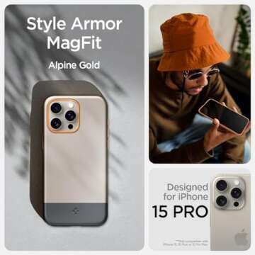 Spigen Style Armor MagFit Designed for iPhone 15 Pro Case (2023) [Military-Grade Protection] Compati...