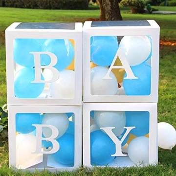 POSHBEBE Baby Shower Decorations - 6 Clear Boxes for Any Party