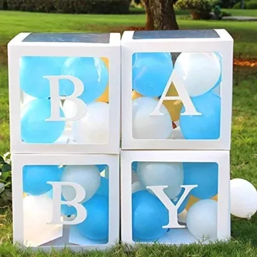 POSHBEBE Baby Shower Decorations - 6 Clear Boxes for Any Party