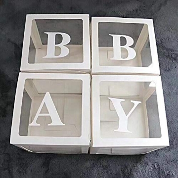 POSHBEBE Baby Shower Decorations - 6 Clear Boxes for Any Party