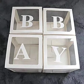 POSHBEBE Baby Shower Decorations - 6 Clear Boxes for Any Party