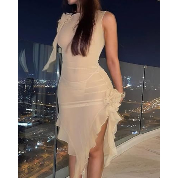 Y2K Sexy Ruffles Fairy Dress Strapless Floral Beach Party