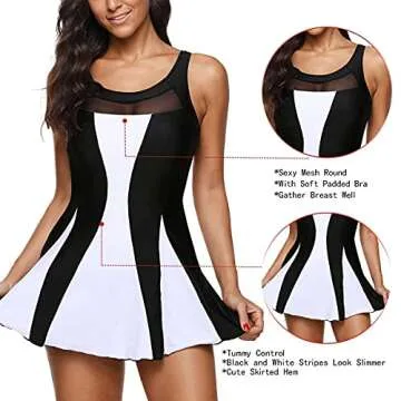 Womens Tummy Control One Piece Swimdress for Summer