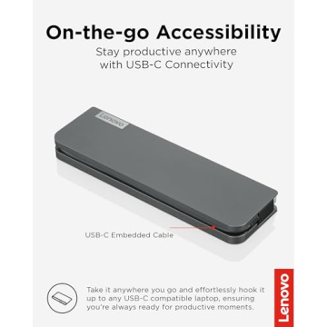 Lenovo USB-C Mini Dock, 7-in-1 Portable Dock with HDMI, VGA, USB-C, USB 3.1, USB 2, 3.5mm Audio, Ethernet, 45W Charging, Compatible with Lenovo, Apple & USB-C Laptops, G0A70065US