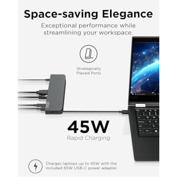Lenovo USB-C Mini Dock, 7-in-1 Portable Dock with HDMI, VGA, USB-C, USB 3.1, USB 2, 3.5mm Audio, Ethernet, 45W Charging, Compatible with Lenovo, Apple & USB-C Laptops, G0A70065US