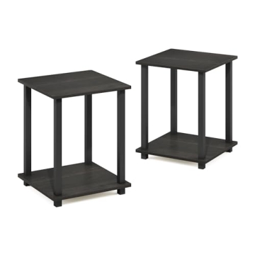Furinno End Tables Set of 2 - Espresso/Black Finish