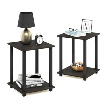 Furinno End Tables Set of 2 - Espresso/Black Finish