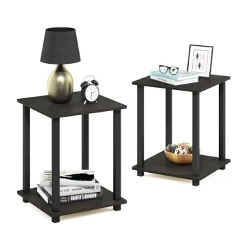 Furinno End Tables Set of 2 - Espresso/Black Finish