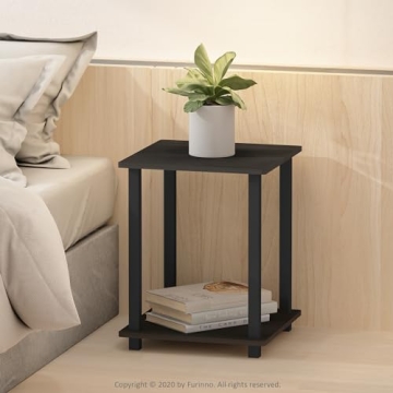 Furinno End Tables Set of 2 - Espresso/Black Finish