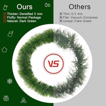 50FT Christmas Garland Christmas Decorations, Green Christmas Tree garland decor 5 Snowflakes, DIY A...