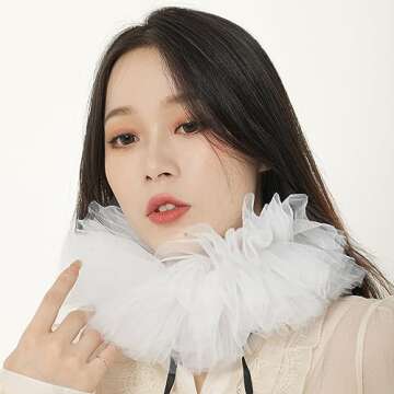 KOGOGO Renaissance Ruffle Collar Victorian Neck Costume Cosplay Props,White