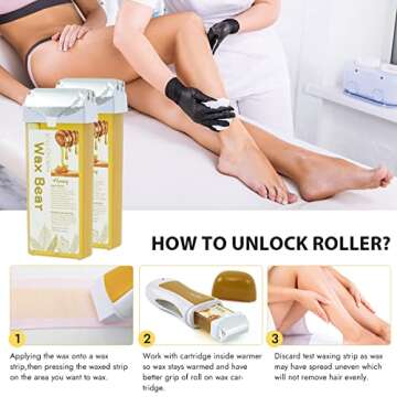 Wax Bear Roll On Depilatory Roller Wax Kit for Sensitive Skin