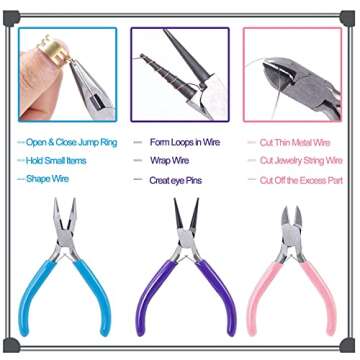 Jewelry Pliers, SONGIN 3 Pack Jewelry Pliers Set Tools Includes Needle Nose Pliers Round Nose Pliers...