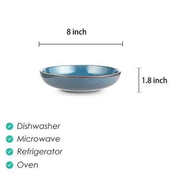 Selamica Ceramic 8 inch Pasta Bowls, 26 Ounce Large Serving Bowl Porcelain Salad Bowls, Dishwasher M...
