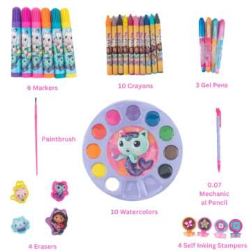 Innovative Designs Gabby's Dollhouse Creativity Fun Kids Art Set for Coloring, Painting, and Crafts
