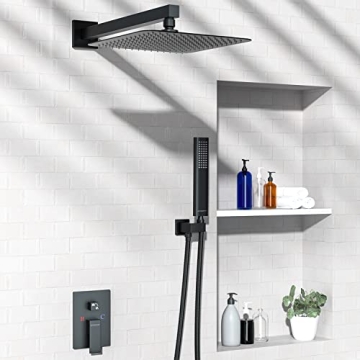 EMBATHER 12" Black Shower System with Rain Shower Head