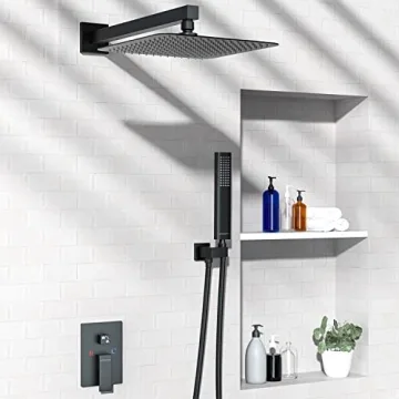 EMBATHER 12" Black Shower System with Rain Shower Head