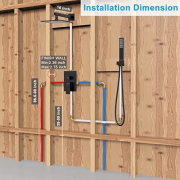 EMBATHER 12" Black Shower System with Rain Shower Head