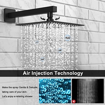 EMBATHER 12" Black Shower System with Rain Shower Head