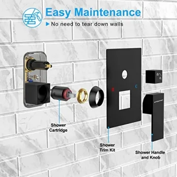 EMBATHER 12" Black Shower System with Rain Shower Head