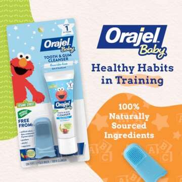 Orajel Baby Elmo Tooth & Gum Cleanser - Fluoride-Free 1oz, Fun Finger Brush Included