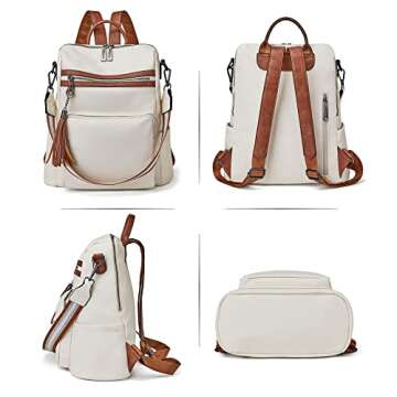 OPAGE Leather Backpack Purse for Women Fashion Tassel Ladies Shoulder Bags Designer Large Backpack Travel Bag