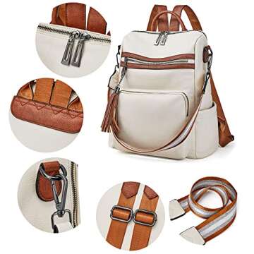 OPAGE Leather Backpack Purse for Women Fashion Tassel Ladies Shoulder Bags Designer Large Backpack Travel Bag