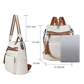 OPAGE Leather Backpack Purse for Women Fashion Tassel Ladies Shoulder Bags Designer Large Backpack Travel Bag