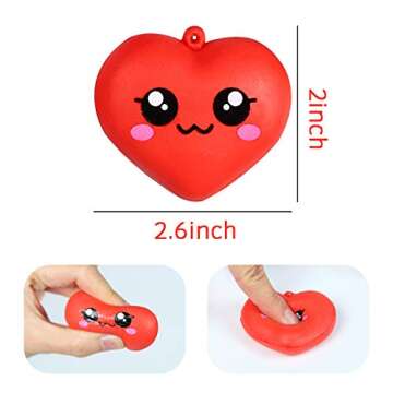 WATINC 20Pcs Red Heart Shaped Squishies Toys, Mini Cute Slow Rising Stress Balls for Valentine’s D...