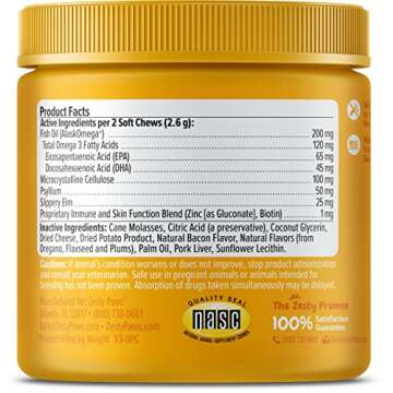 Zesty Paws Hairball Bites for Cats - Cat Furball Support - Functional Supplement with Omega 3 Fish Oil EPA & DHA + Zinc, Biotin & Psyllium Husk - Supports Gut & Skin Health - 60 Count