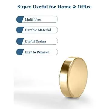 SMARTAKE 45 Pcs Refrigerator Magnets, 10x2.6mm Small Round Fridge Magnets, Multi-Use Premium Neodymium Office Magnets for Fridge, Whiteboard, Billboard in Home, Kitchen, Office and School (Gold)