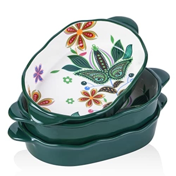 Set of 3 Oval Au Gratin 10.5" x 6" Baking Dishes, Lasagna Pan, Ceramic Bakeware Ideal for Creme Brul...
