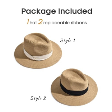 FURTALK Wide Brim Panama Hat for Sun Protection