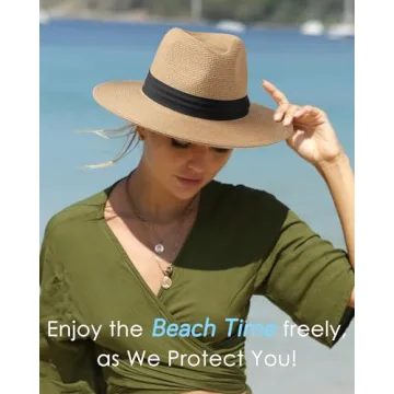 FURTALK Wide Brim Panama Hat for Sun Protection