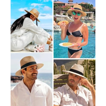 FURTALK Wide Brim Panama Hat for Sun Protection