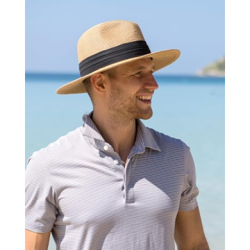 FURTALK Wide Brim Panama Hat for Sun Protection