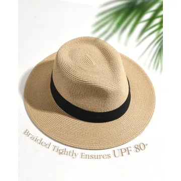 FURTALK Wide Brim Panama Hat for Sun Protection